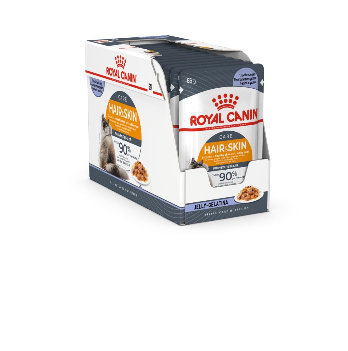 Royal Canin تغذیه مراقبت از گربه زیبایی شدید ژله 12X 85 گرم کیسه‌های غذایی مرطوب گربه