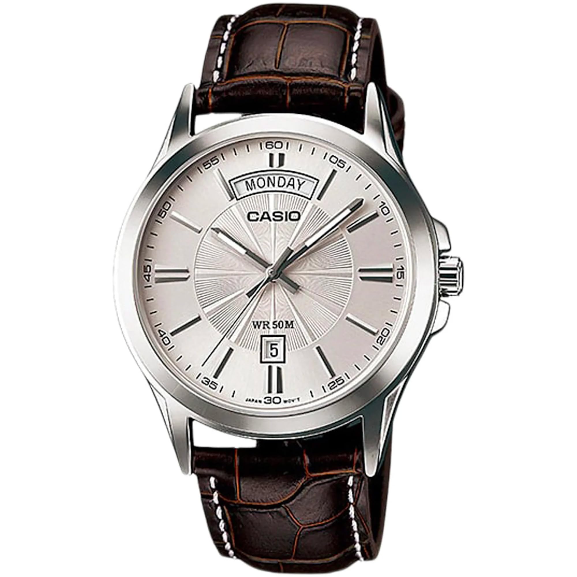 ساعت آنالوگ Casio: مدل MTP-1381 مردانه مشکی قهوه‌ای