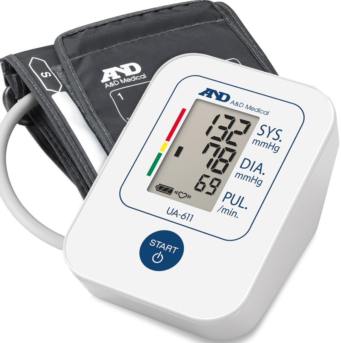 یک دستگاه نگهبان فشار خون ساده با نام A&D Upper Arm Blood Pressure Monitor ، رنگ سفید با شناسه UA611.