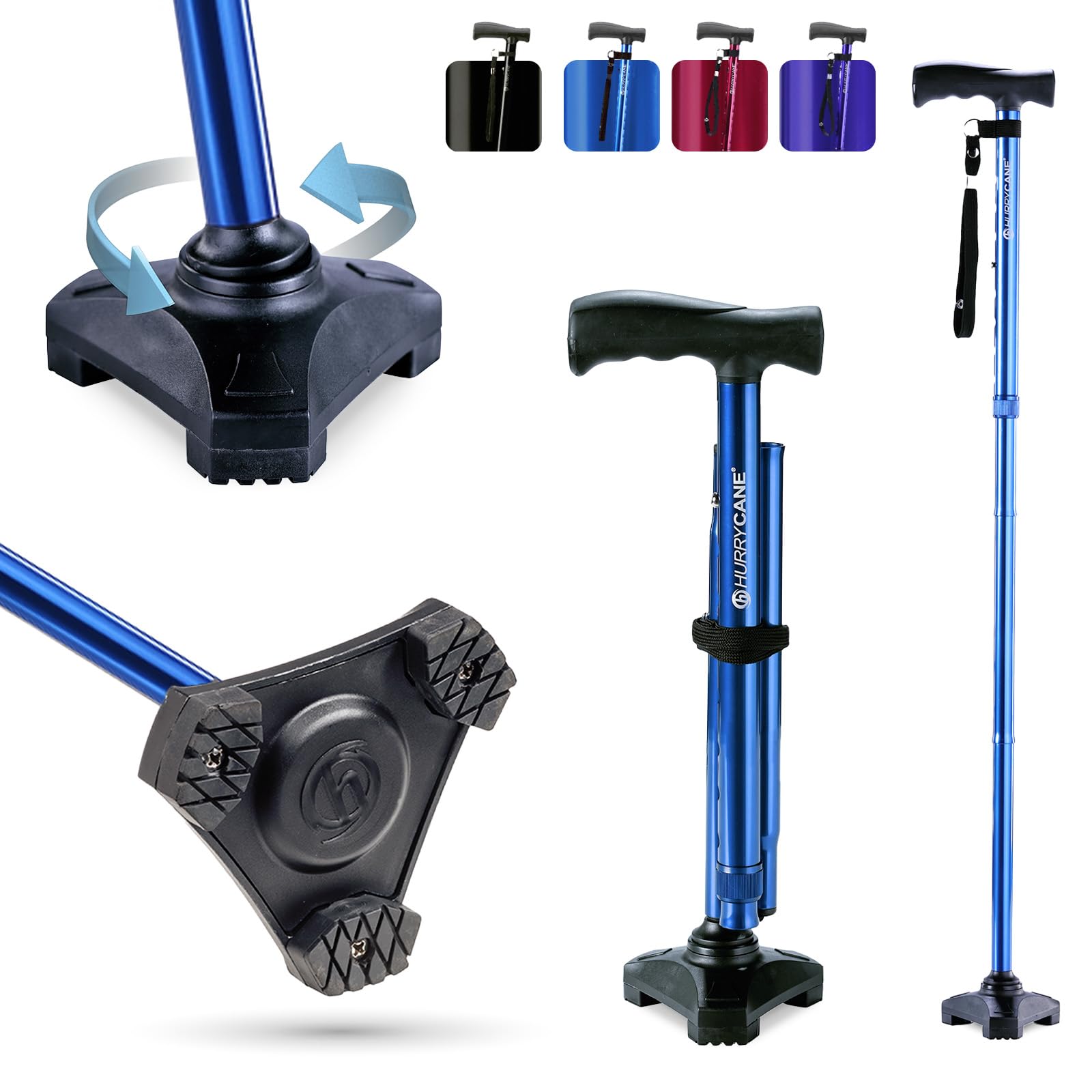 عصا راه رفتن قابل تاشی HurryCane Freedom Edition با دسته T