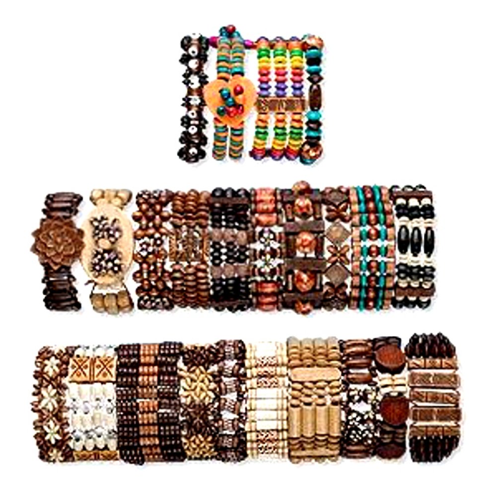 توسط اژدهاهای جادویی Boho اندازه تنظیم شده دستبندهای چوبی یکسان دستبندهای مختلف مجموعه ۲۴ تایی
