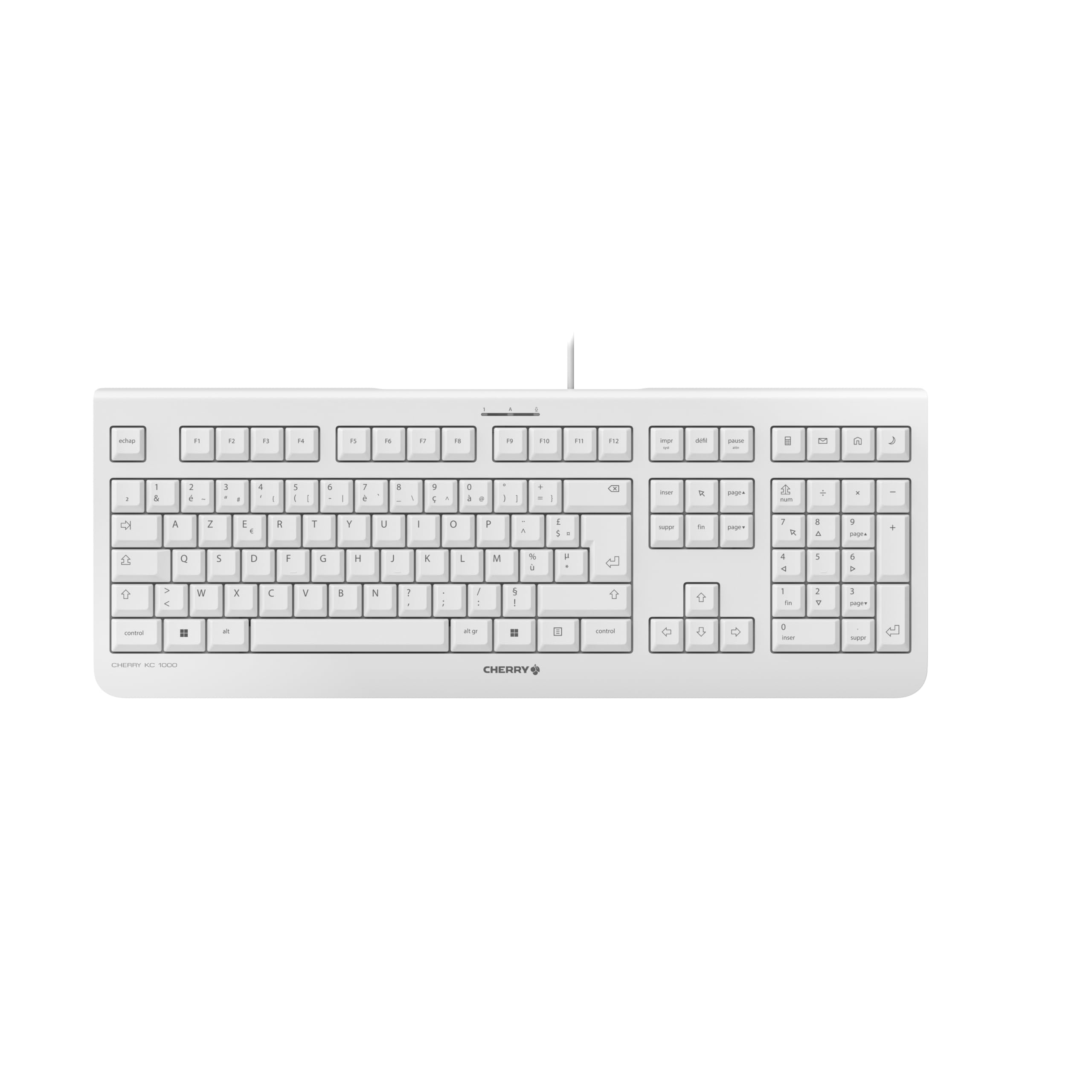 تایپ کردن فرانسوی (AZERTY)، پلاگین و نگاه کردن از طریق پورت USB، طراحی صاف، کلیدزنی بدون صدا، سفید / خاکستری