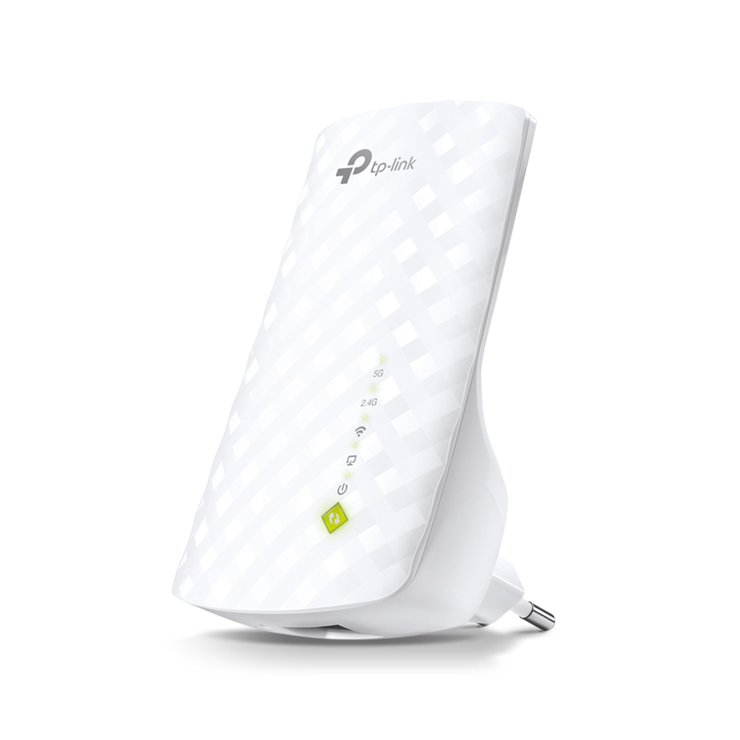 TP-Link RE200 AC750 دو باند گسترش دهنده یونیورسال، گسترش دهنده برودباند/وای-فای، افزاینده وای-فای/هات‌اسپات با پورت اترنت، پلاگ و پلی، نشانگر سیگنال هوشمند، پلاگ برق انگلیس 750 مگابیت بر ثانیه دو باند