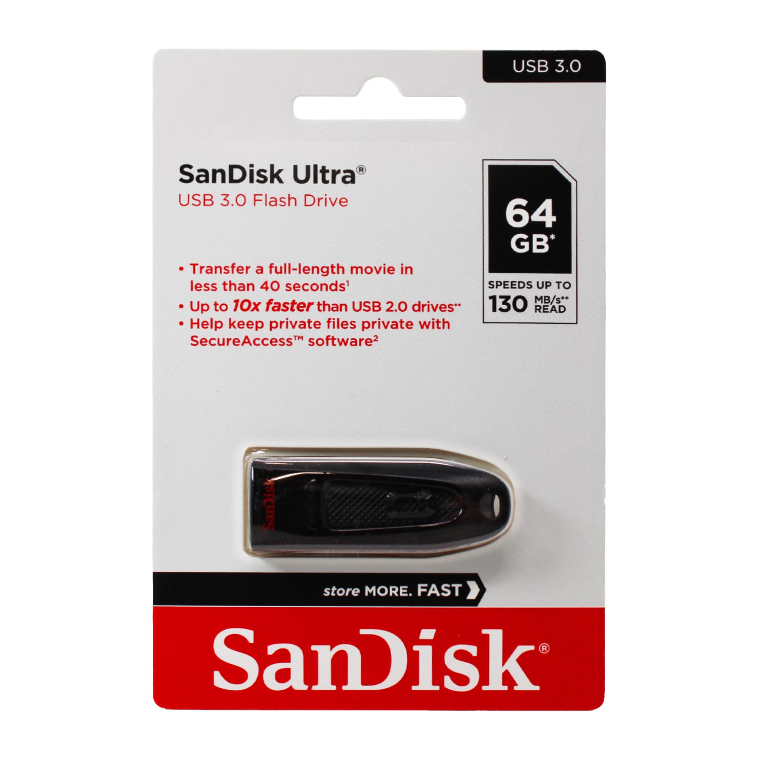 SanDisk - SDCZ48-064G-UAM46 64GB فلش درایو Ultra USB 3.0 - SDCZ48-064G-UAM46 سیاه 64 گیگابایت