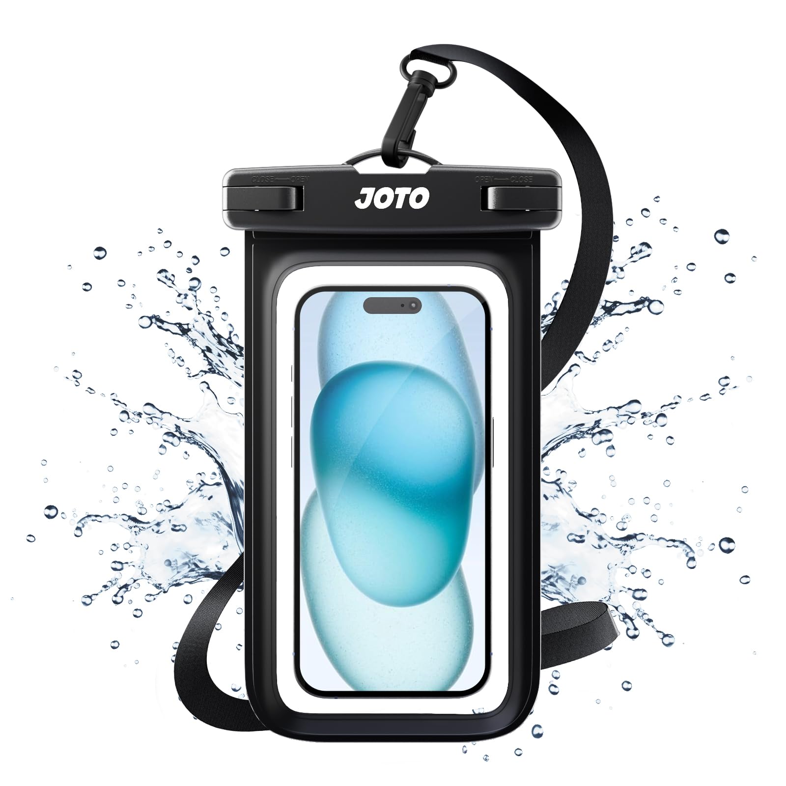 کیس ضد آب یونیورسال JOTO برای تلفن همراه کیسه خشک مدل iPhone 16 15 14 13 12 11 Pro Max Mini Plus Xs XR X 8 7 6S، Galaxy S23 S22 S21 Plus Note، Pixel تا 7 اینچ - مشکی