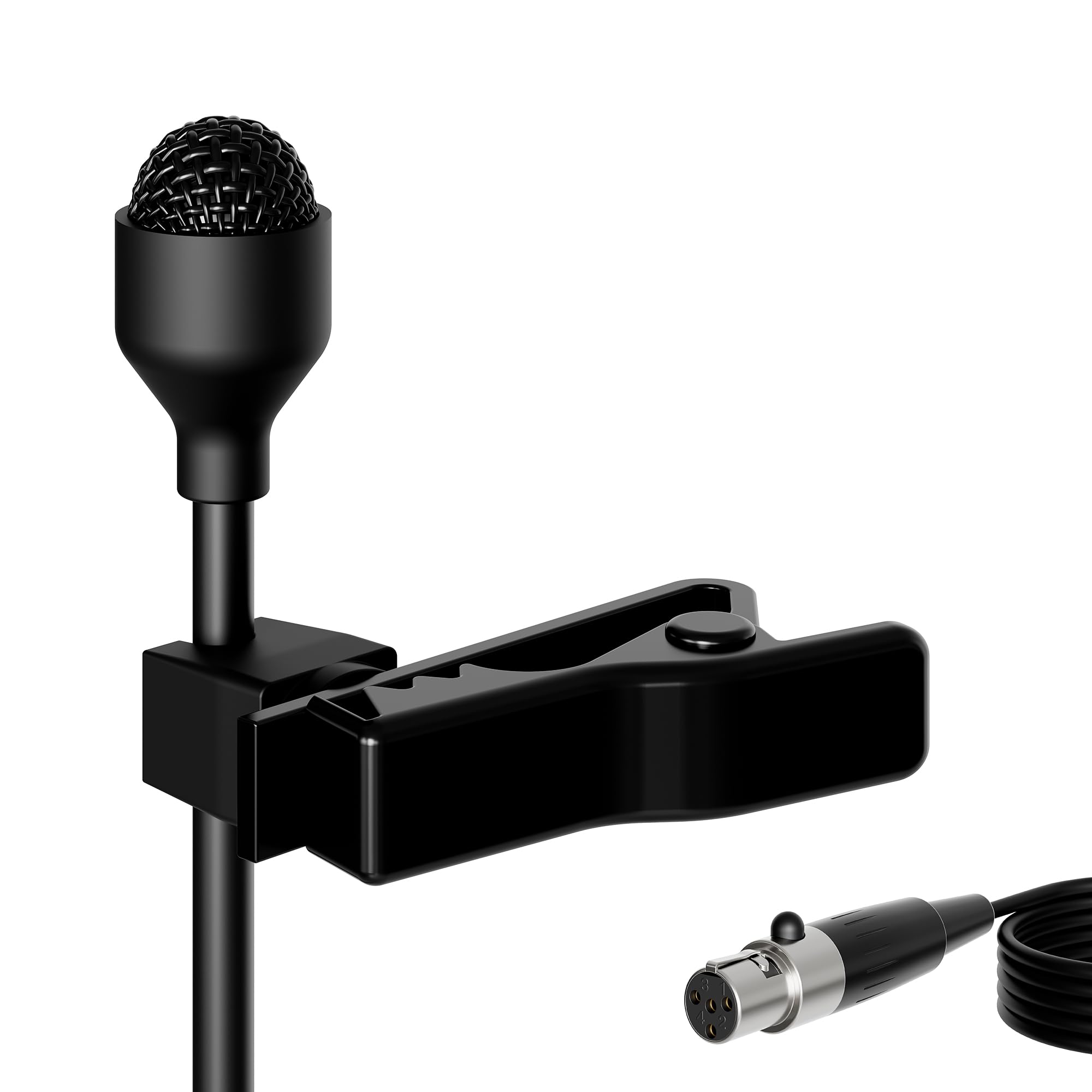 میکروفون کلیپی Lavalier Lapel JK MIC-J 044 با الگوی فشرده‌سازی Omni-Directional که سازگار با فرستنده‌های بی‌سیم Shure (با اتصال Mini XLR TA4F) می‌باشد.
