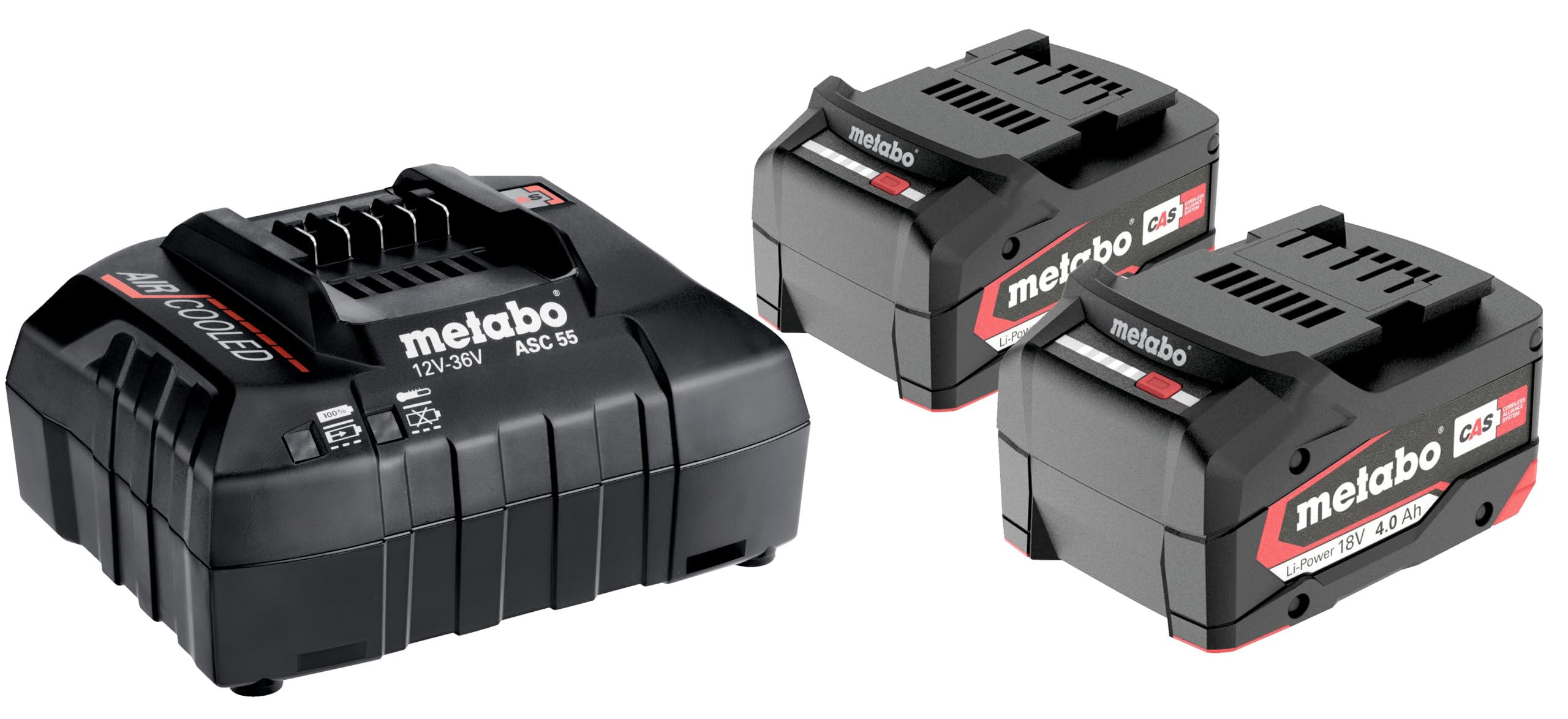 Metabo 2 x 18 ولت 4.0 آمپر باتری ASC30-36 شارژر + درون‌بند