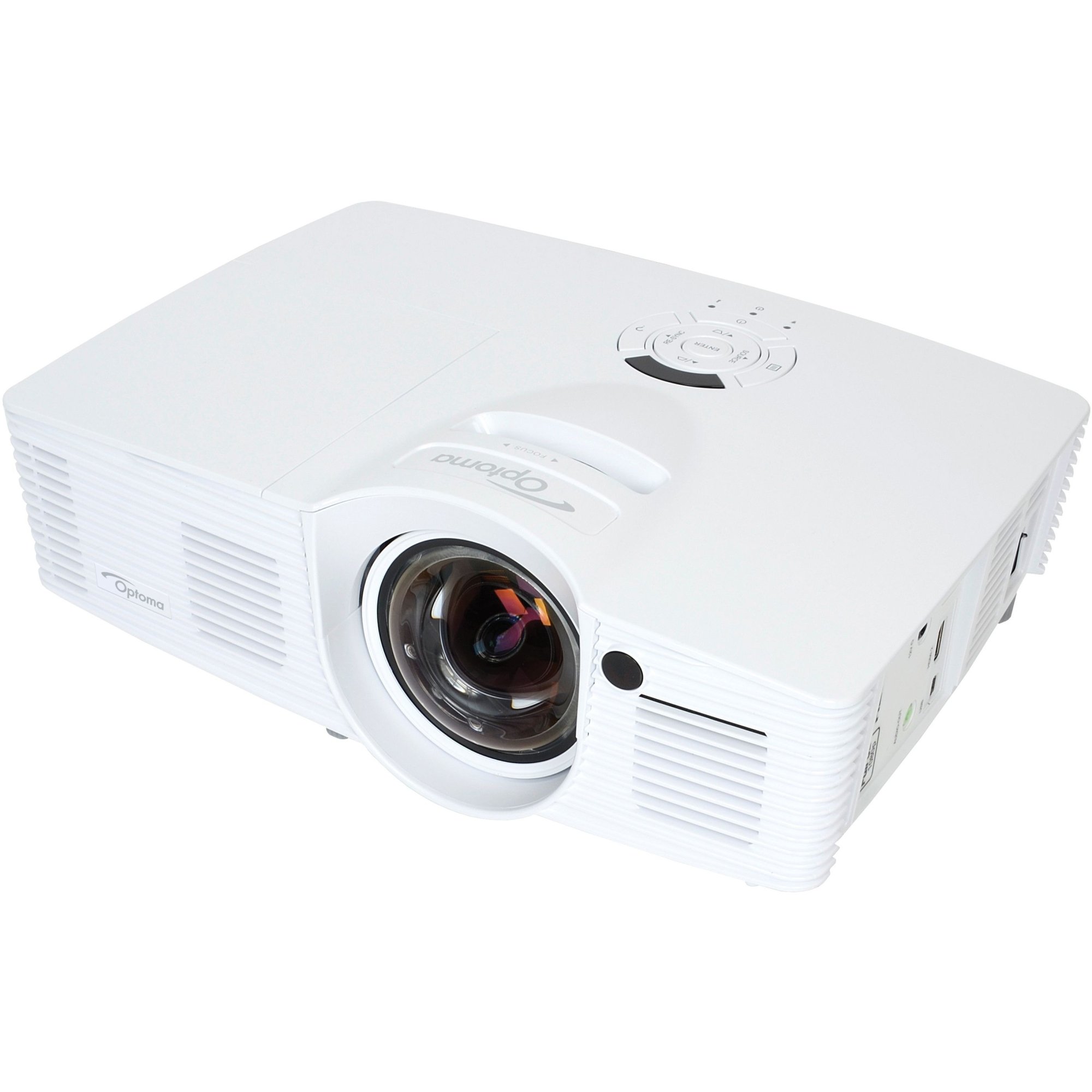 اوپتوما EH200ST Full 3D 1080p 3000 لومن DLP پروژکتور Short Throw با نسبت کنتراست 20،000: 1 و پورت HDMI MHL فعال، سفید 3000 لومن / Short Throw