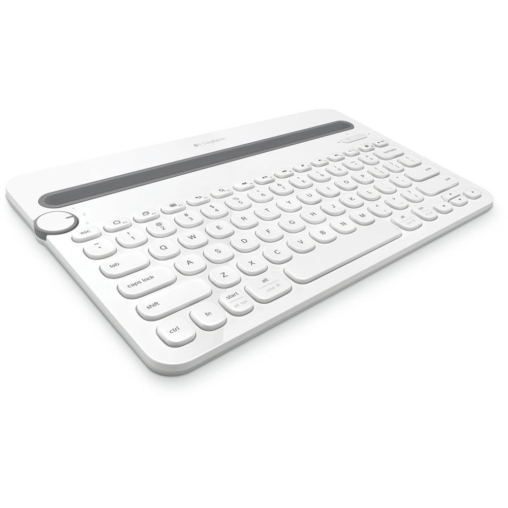 کیبورد بی‌سیم چند دستگاهی Logitech K480 برای ویندوز، آی‌اواس، اندروید یا کروم، بلوتوث بی‌سیم، طراحی فشرده و صرفه‌جویی در فضا، سازگار با کامپیوتر/مک/لپتاپ/تلفن همراه/تبلت، طرح آلمانی QWERTZ - سفید