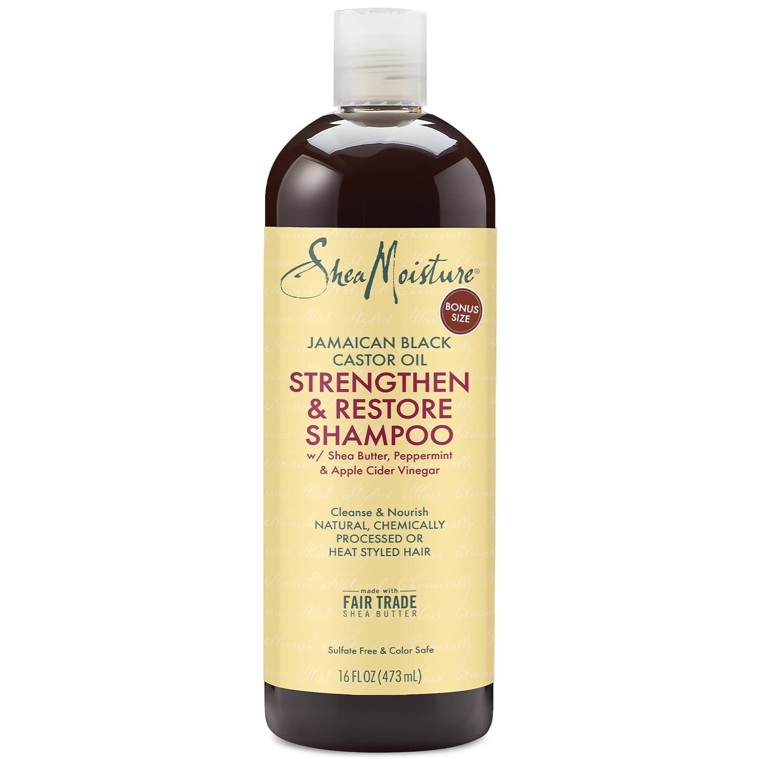 شامپو تقویت کننده روغن کاستور جامائیکایی SHEA MOISTURE، 482 میلی لیتر، 16.3 اونس (بسته‌ای شامل 1 عدد)