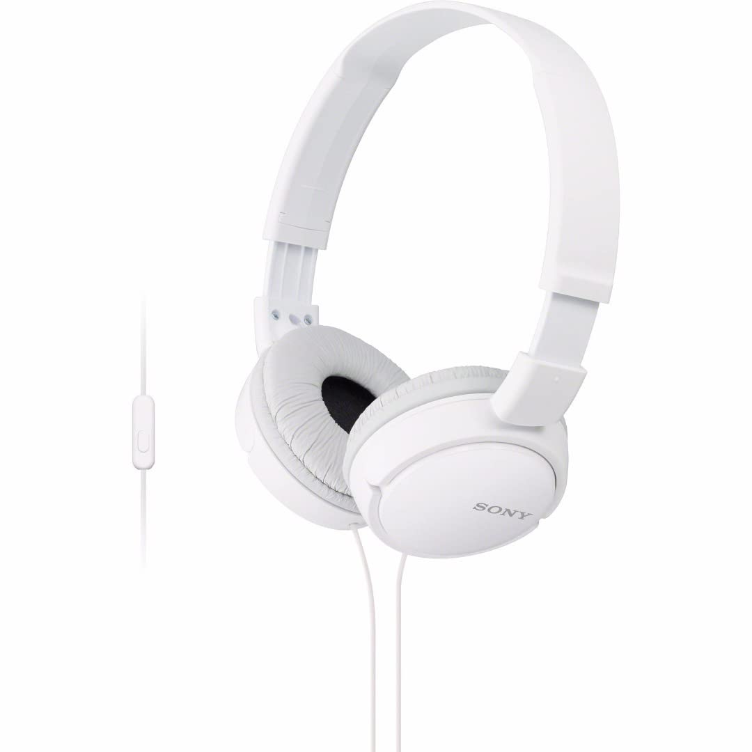 هدفون سیمی Sony MDR ZX110AP با کابل ضد گره، جک 3.5 میلی‌متری، هدست با میکروفون برای تماس‌های تلفنی، رنگ سفید، MDRZX110AP/W