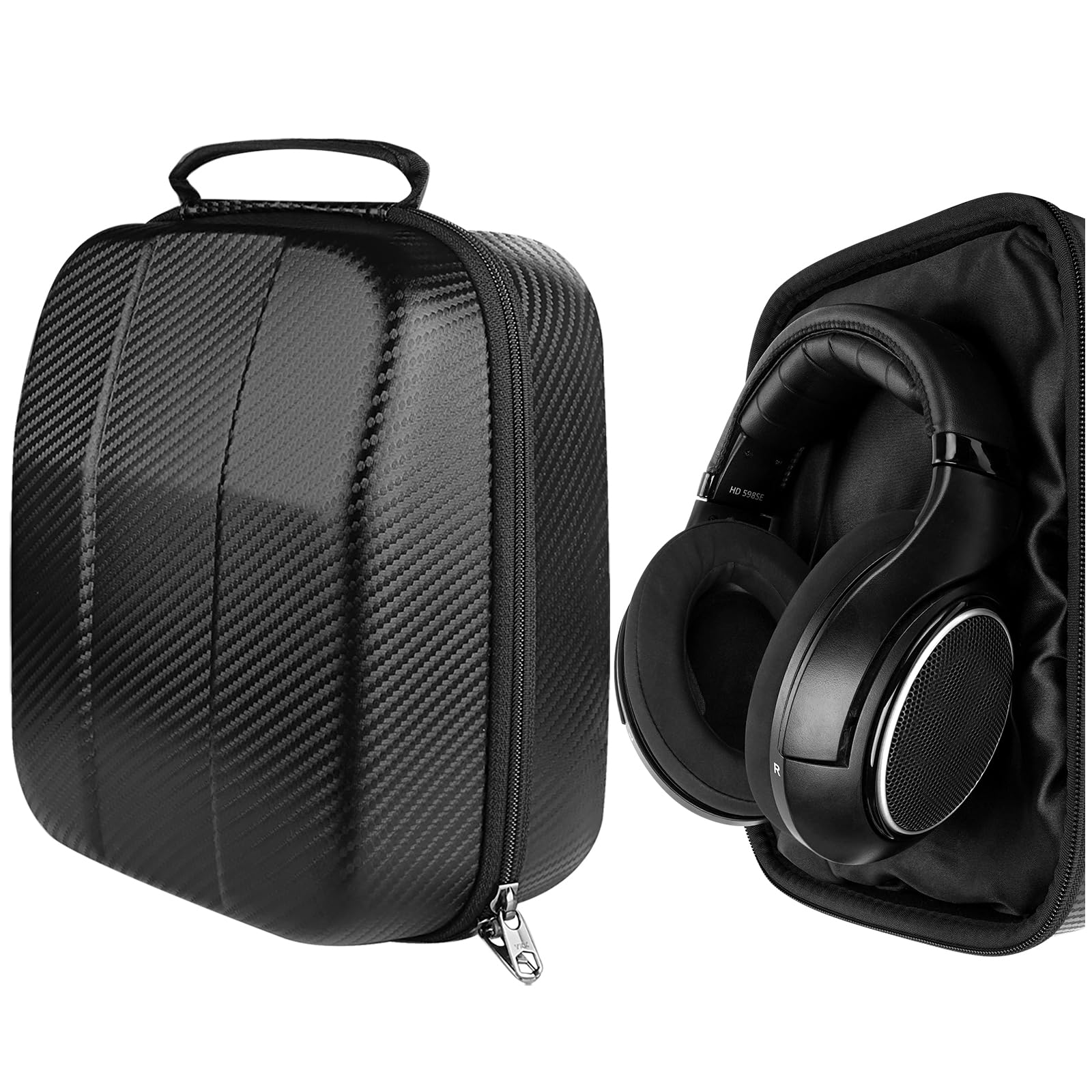 کیف محافظ Geekria برای هدفون‌های Over-Ear بزرگ، کیف حمل سخت و محافظ جایگزین با فضای ذخیره‌سازی کابل، سازگار با هدفون‌های Sennheiser HD599/660S 2، AKG K167 (مشکی)