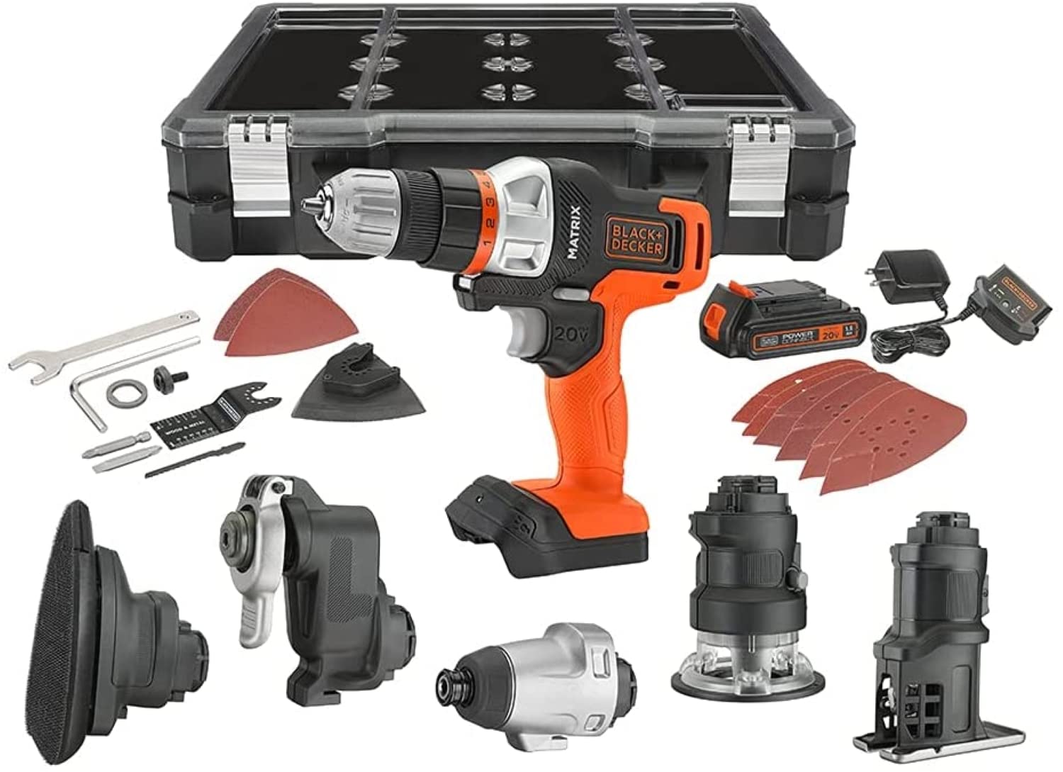 مجموعه دریل بی سیم Black & Decker 20V MAX MATRIX، Power Tool Combo Kit، 6 ابزار، مجموعه Cordless Tool Set (BDCDMT1206KITC) 6-Tool Combo Kit