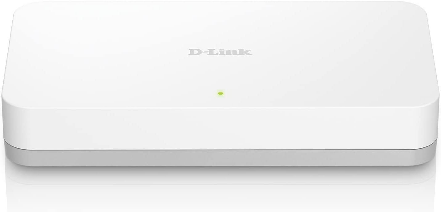 سوییچ شبکه اترنت گیگابیت 8 پورت D-Link - پلاگ اند پلی، تقسیم‌کننده اترنت، بدون فن، بهینه‌سازی ترافیک، غیرمدیریت شده (DGS-1008A)، سفید