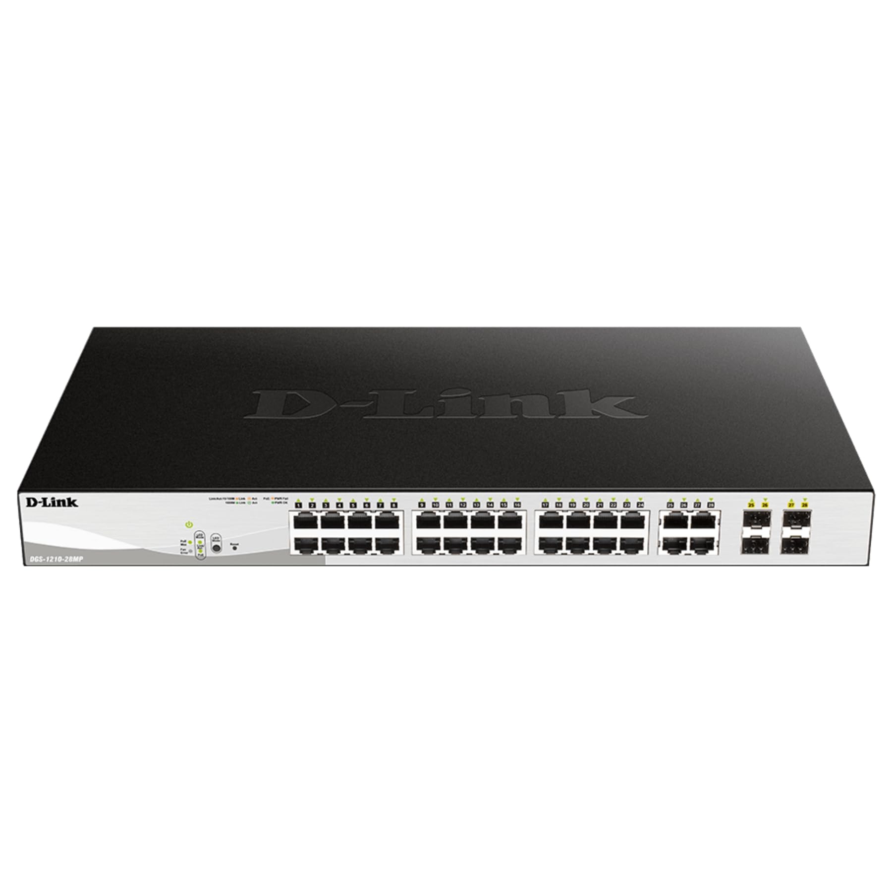 مبدل نوری اترنت گیگابیت D-Link چندحالته ماژول 1000BASE-SX SFP پورت 28 گیگابیت با PoE (370 وات) سوییچ هوشمند مدیریتی DGS-1210-28MP PoE با 24 پورت + 4 SFP / حداکثر PoE+ 370 وات