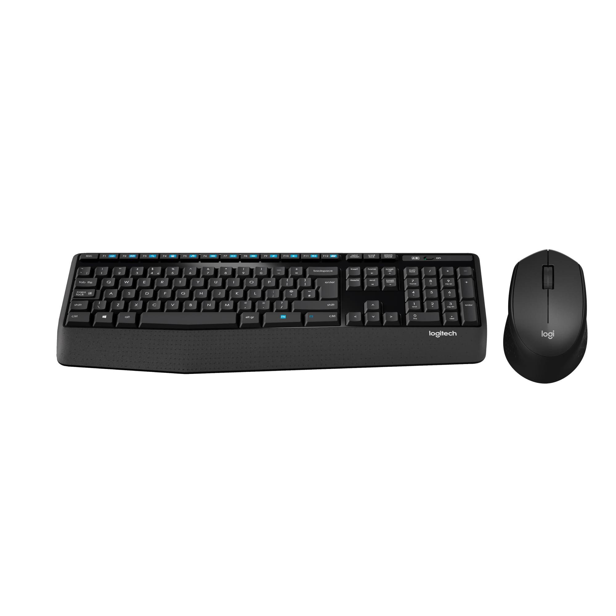 کیبورد و موس بی‌سیم Logitech MK345 با پشتی نرم و موس راحت برای دست راست، گیرنده بی‌سیم 2.4 گیگاهرتزی USB، سازگار با کامپیوتر، لپ تاپ - مدل مشکی با صفحه کلید بین‌المللی آمریکایی موس و کیبورد نسخه خاورمیانه