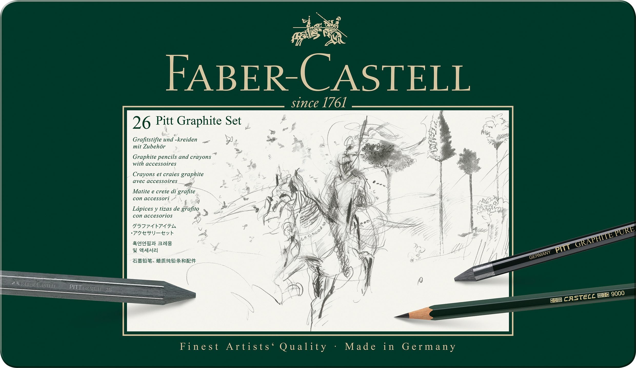 جعبه مداد گرافیت Faber-Castell PITT GRAPHITE TIN 26/SET بدون بلوک