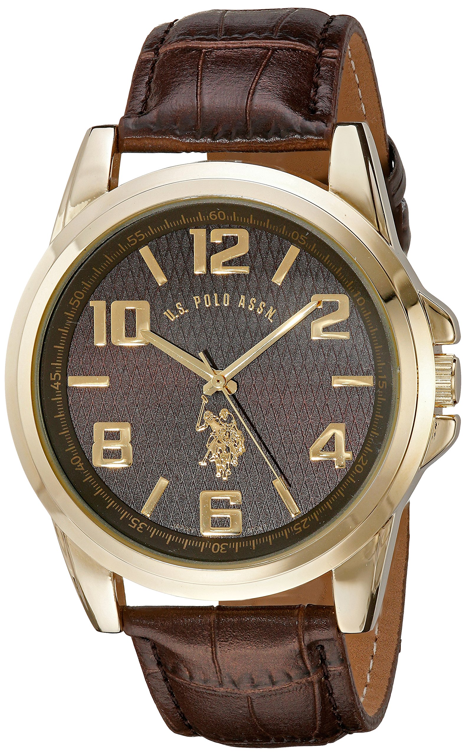 ساعت مردانه کلاسیک U.S. Polo Assn. مدل USC50167 با بند قهوه ای و رنگ طلایی