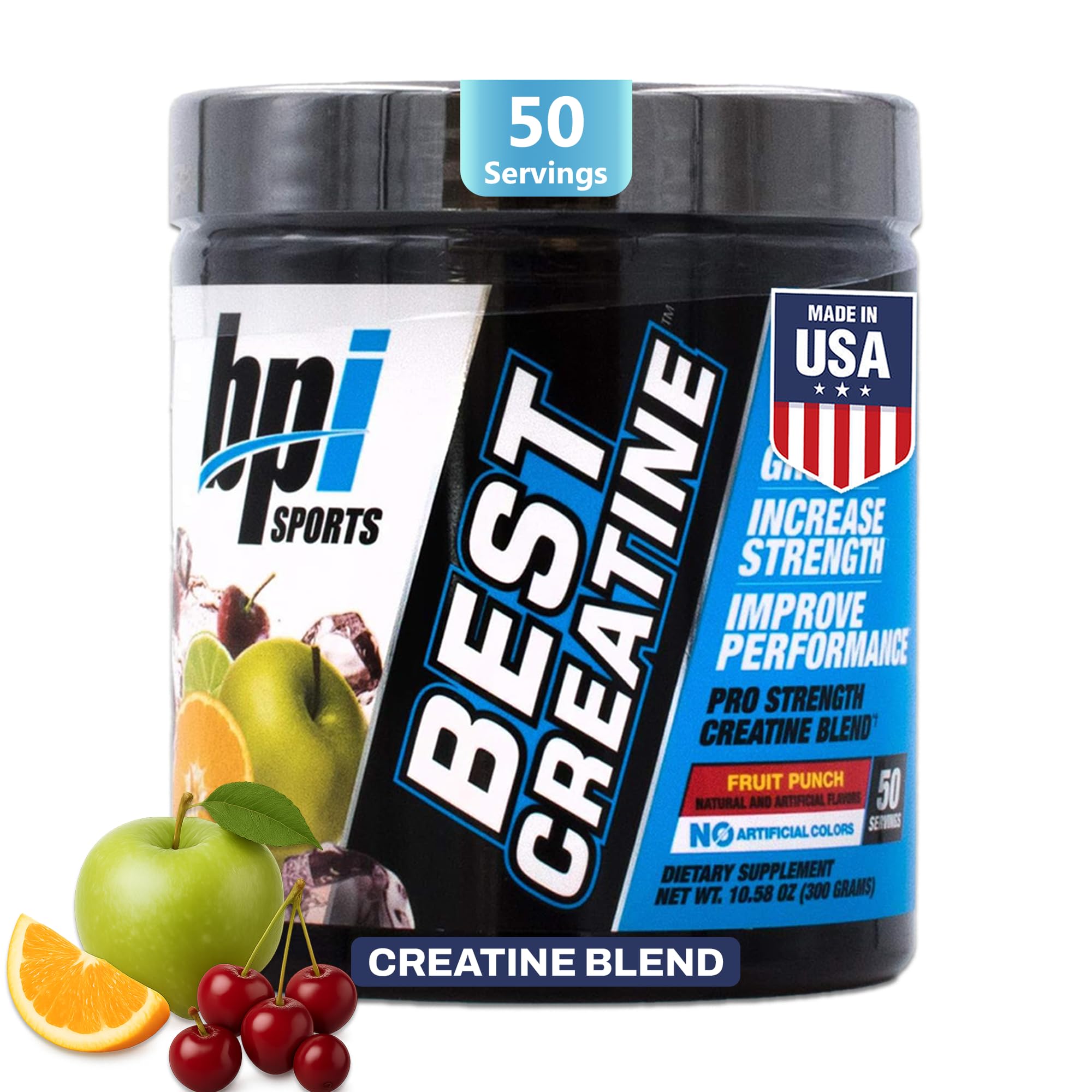 BPI Sports بهترین کراتین - کراتین مونوهیدراته، نمک هیمالیایی - قدرت، پمپ، تحمل، رشد عضلات، تعریف عضلات - بدون تورم - نارنجی - 50 وعده - 10.58 اونس. نارنجی 50 وعده (بسته 1 عدد)