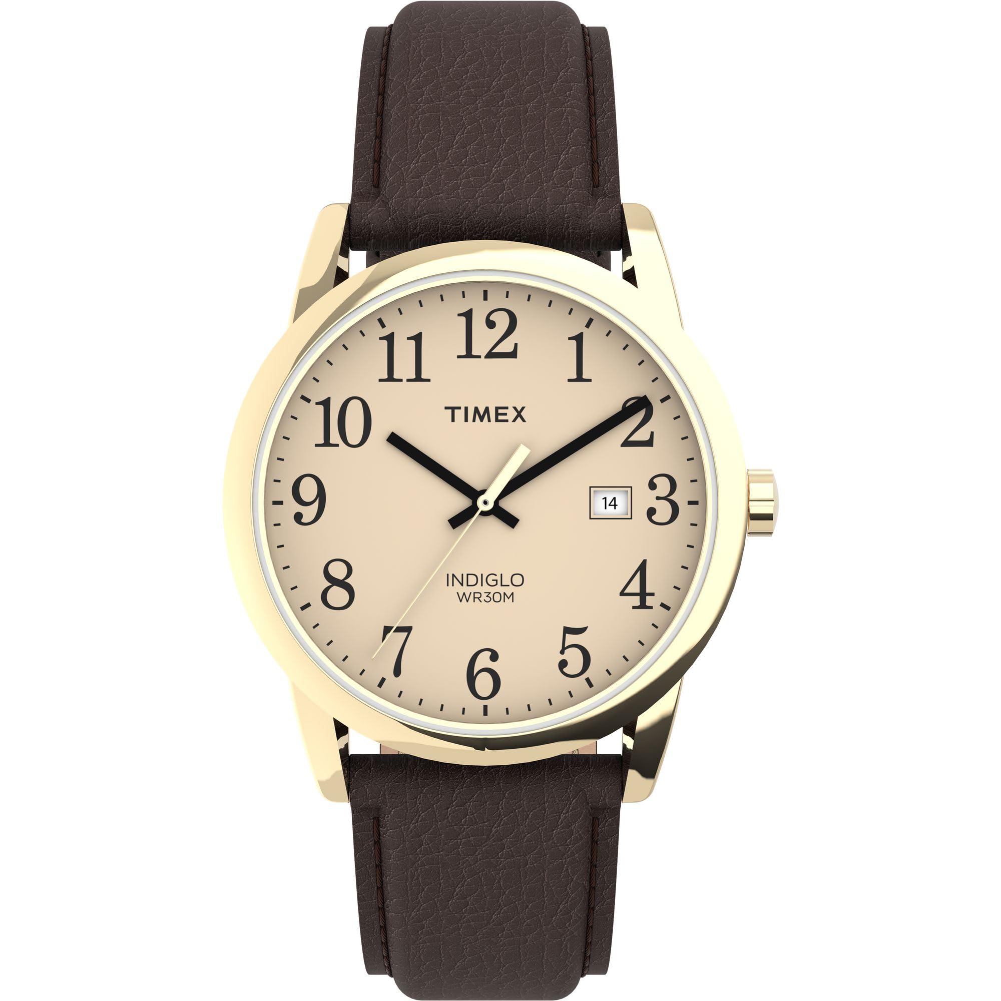 ساعت Timex Easy Reader با قطر ۳۸ میلیمتر رنگ قهوه ای / طلایی / کرم