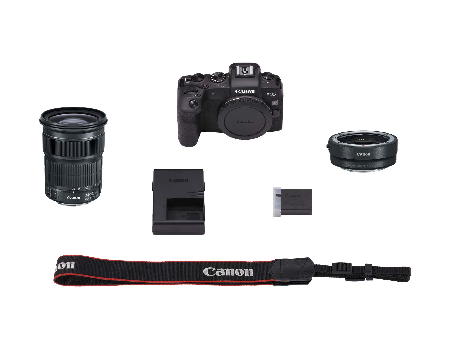 Canon EOS RP کیت دوربین Mirrorless Full Frame Vlogging با Mount Adapter و Lens [EF 24-105mm F/3.5-5.6 STM لنز + EF-EOS R Mount Adapter]، مشکی با Mount Adapter و EF 24-105mm Lens Base