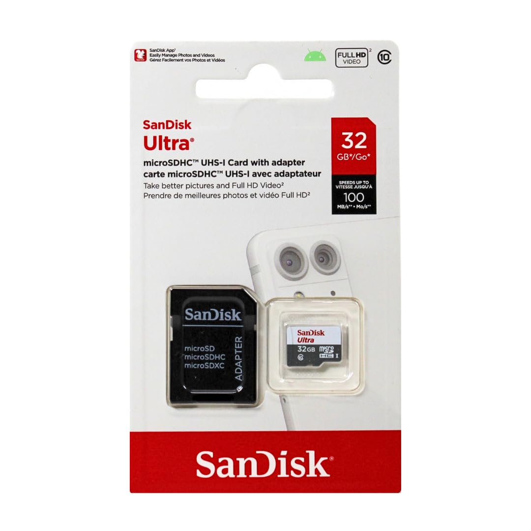 کارت حافظه SanDisk Ultra 32 گیگابایت microSDHC Class 10 تا سرعت 48 مگابایت بر ثانیه - سفید/خاکستری 32 گیگابایت بسته‌بندی استاندارد