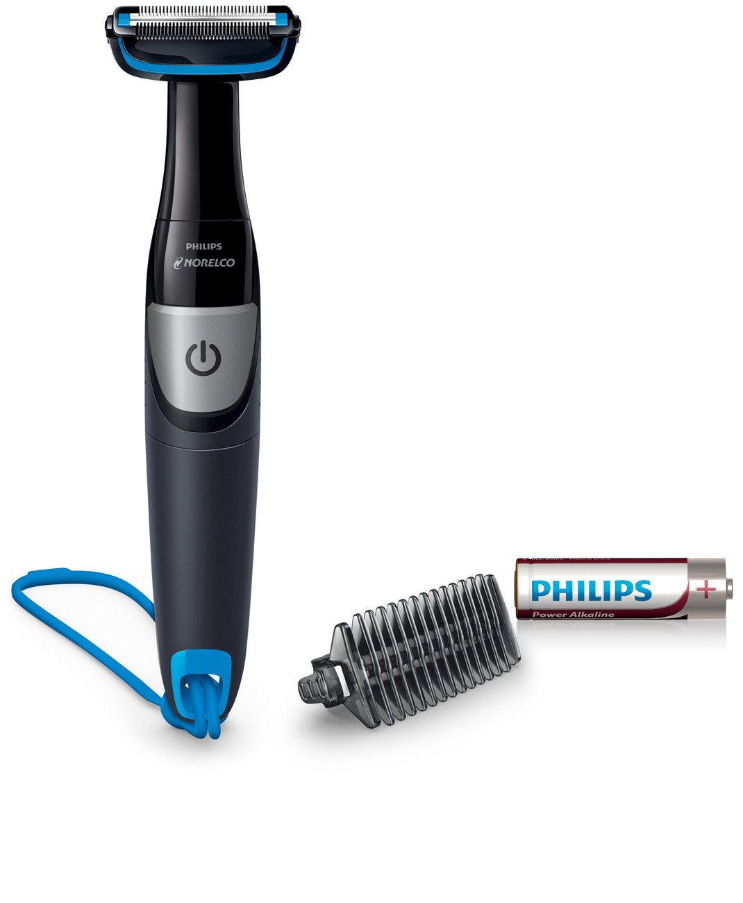 مدل Philips Norelco BG1026/60، مدل Bodygroom Series 1100، قابلیت استفاده در حمام بدن Body Hair Trimmer and Groomer for Men Blue/Silver/Black 4 Piece Set