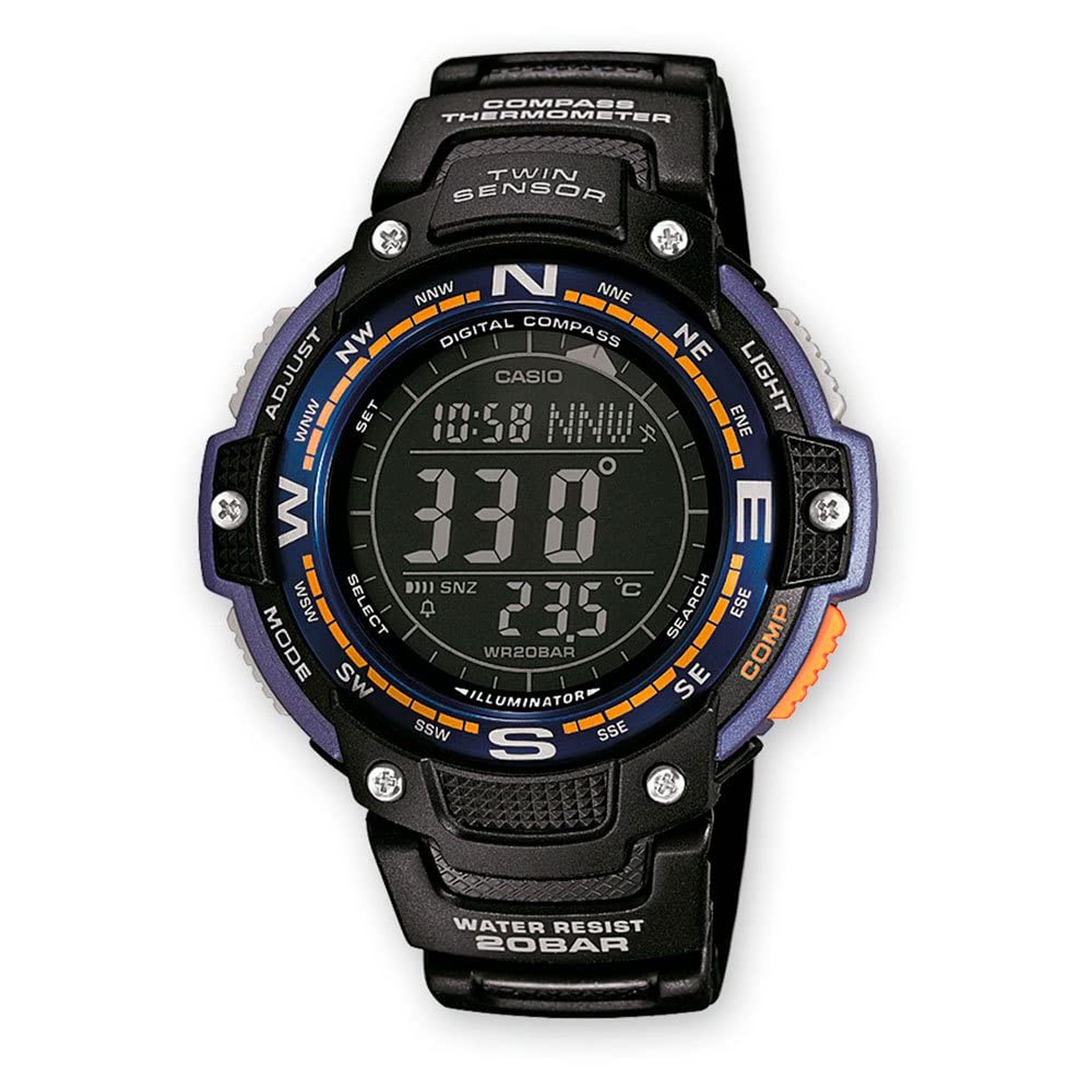 ساعت دیجیتال کاسیو مدل SGW-100-2BCF با صفحه نمایش توئین سنسور مخصوص مردان سیاه رنگ