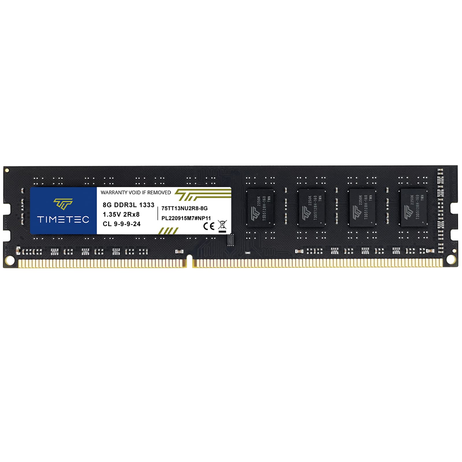 Timetec 8GB DDR3 1333MHz PC3-10600 Non-ECC Unbuffered 1.5V CL9 2Rx8 Dual Rank 240 Pin UDIMM قطعه‌ی حافظه RAM ماژول ارتقا (8GB) به Desktop Memory