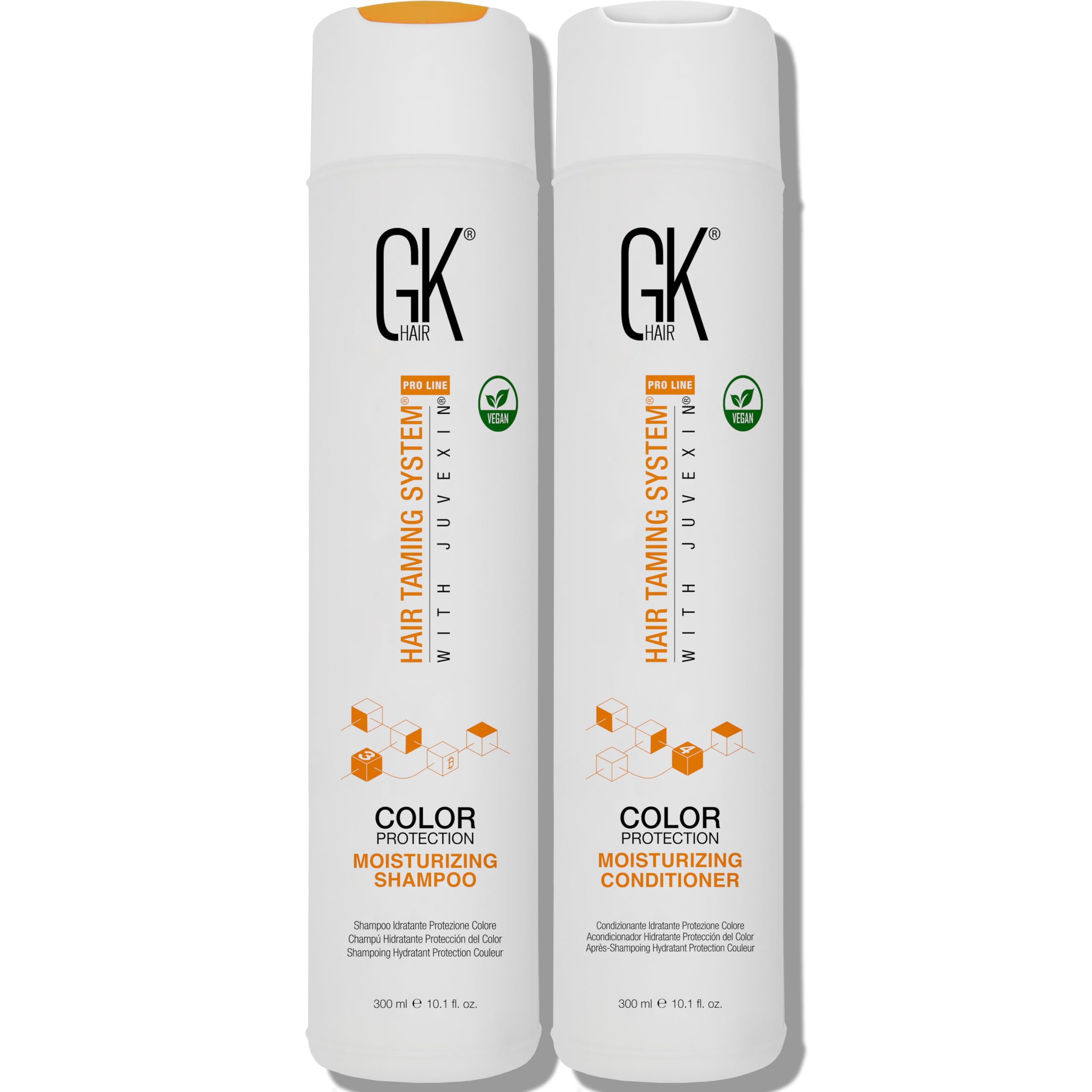 شامپو و کاندیشنر مرطوب کننده GK HAIR Global Keratin برای موهای رنگ شده - استفاده روزانه تمیز کننده خشک تا معمولی بدون سولفات و پارابن - مناسب برای انواع مو برای آقایان و بانوان (10.1 فلوئید)