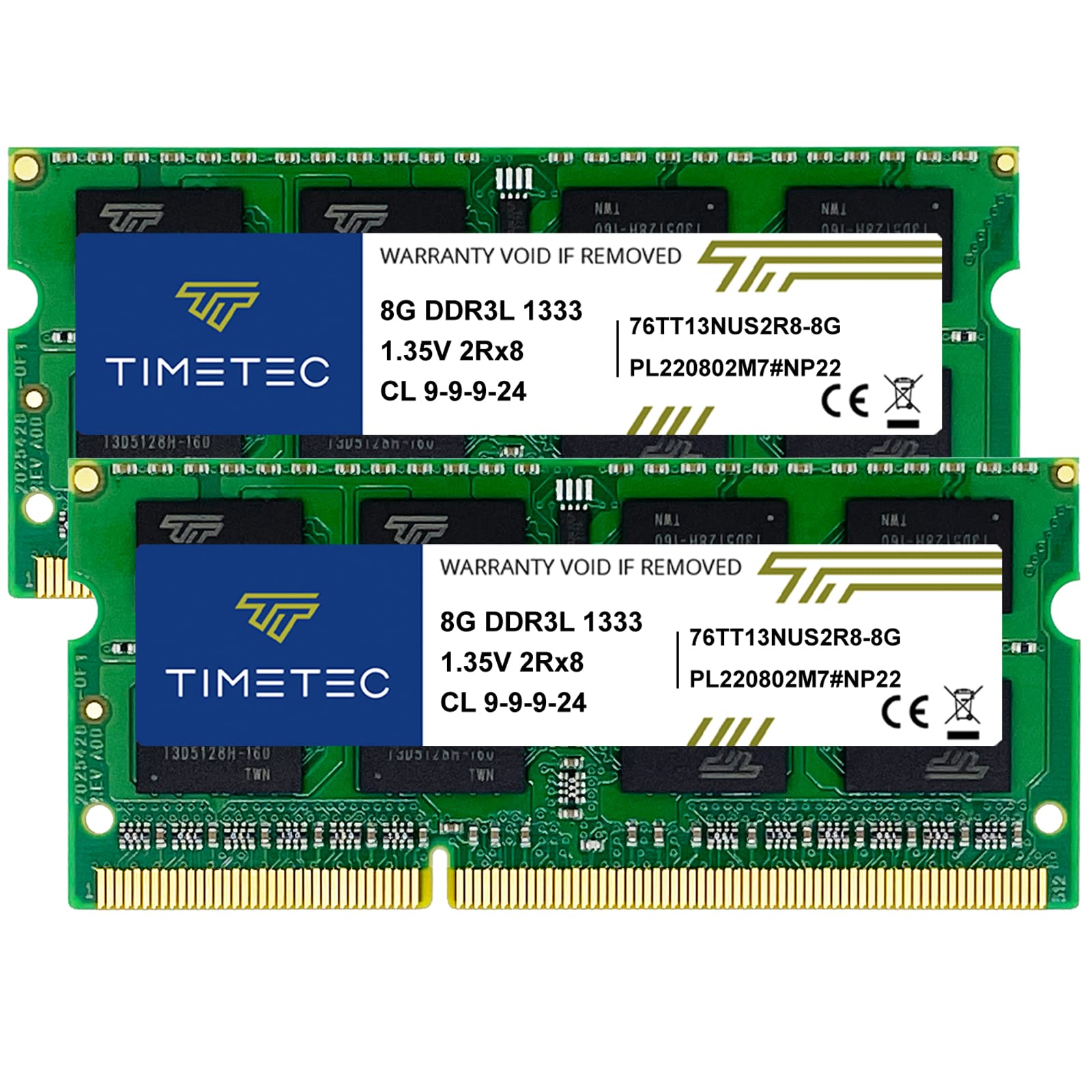 Timetec 16GB KIT (2x8GB) DDR3 1333MHz PC3-10600 غیر ECC ، بدون Buffer 1.5V CL9 2Rx8 Rank دوگانه 204 Pin SODIMM لپ تاپ یادداشت برد کامپیوتر RAM ماژول ارتقاء (16GB KIT (2x8GB))