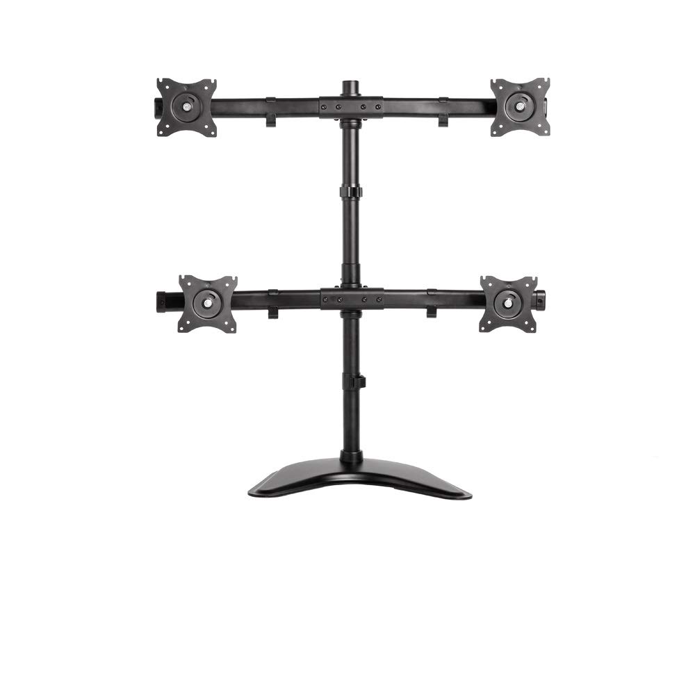 ترجمه می‌شود: توقف / چرخش / چرخش دستگاه میزی Newstar Q610657 Quad Mount NM-D335D4BLACK برای چهار صفحه نمایش مانیتور 10-27 اینچ، قابلیت تنظیم ارتفاع - استند، پمپ و قرقره سیاه Quad Mount سیاه