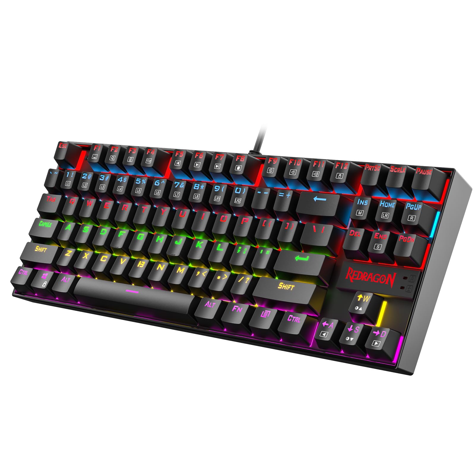 کیبورد بازی مکانیکی کوچک Redragon K552-RGB با نور پس زمینه با سوییچ‌های ضد گرد و غبار برای ویندوز PC (مشکی، 87 کلید سوییچ قرمز)