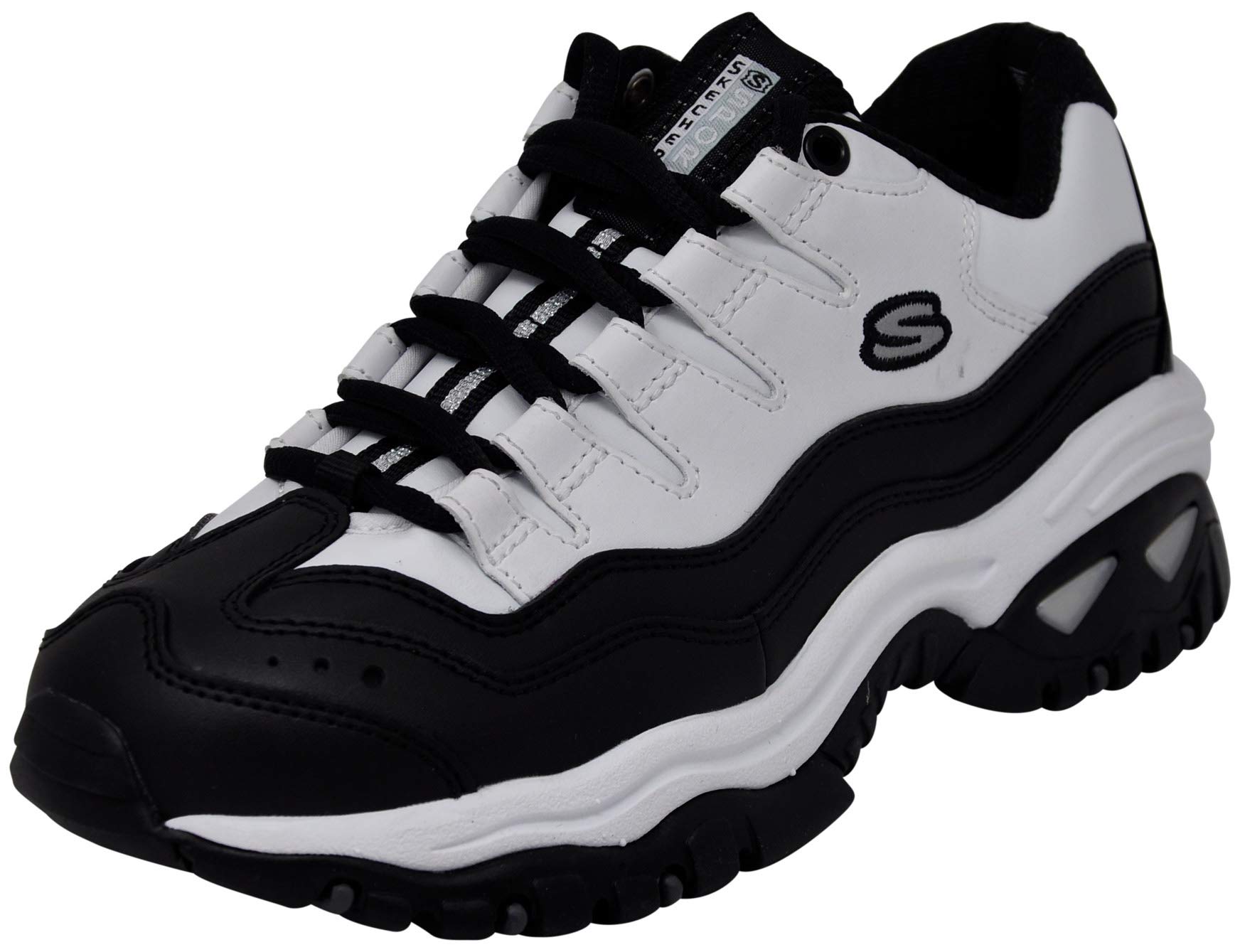 کفش‌های ورزشی زنانه Skechers D'Lites اصل غیرفومی با بند بسته شونده از جنس کفش، شماره ۴۱ اروپا، سایز واید، رنگ مشکی/سفید