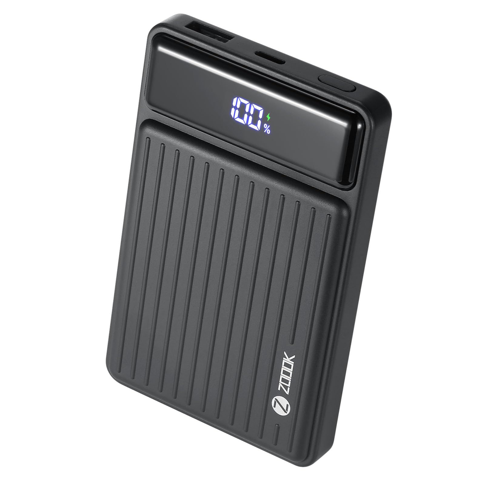 پاور بانک ZOOOK 10000mAh 22.5W، شارژر قابل حمل شارژ سریع، شارژر سیمی PD 20W گوشی همراه، باتری شارژ سریع آیفون برای سری 12-16 آیفون، سامسونگ مشکی 10k+22.5W مشکی