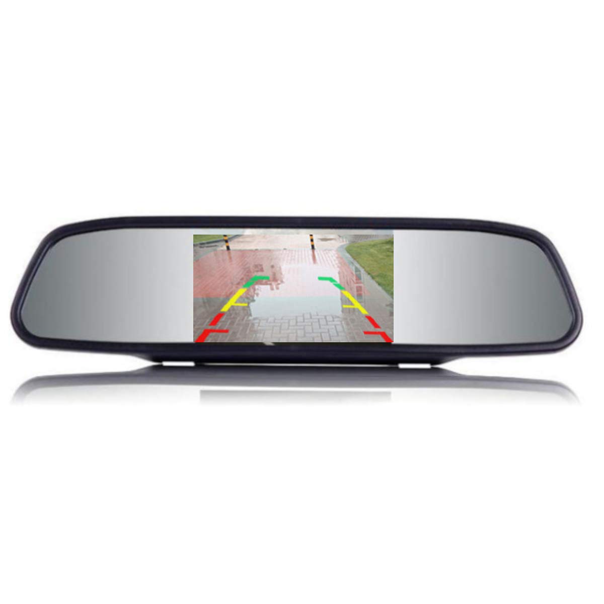 مانیتور ویدیویی خودرو EKYLIN 4.3 اینچ 12 ولت-24 ولت صفحه نمایش LCD آینه داخلی اتومبیل، نصب یونیورسال کلیپ-آن بر روی آینه جلو، مناسب برای دوربین پشت خودرو/دوربین جلو/پخش‌کننده چندرسانه‌ای/رانندگی ایمن با ورودی 2 راهه RCA، مانیتور آینه 4.3 اینچ