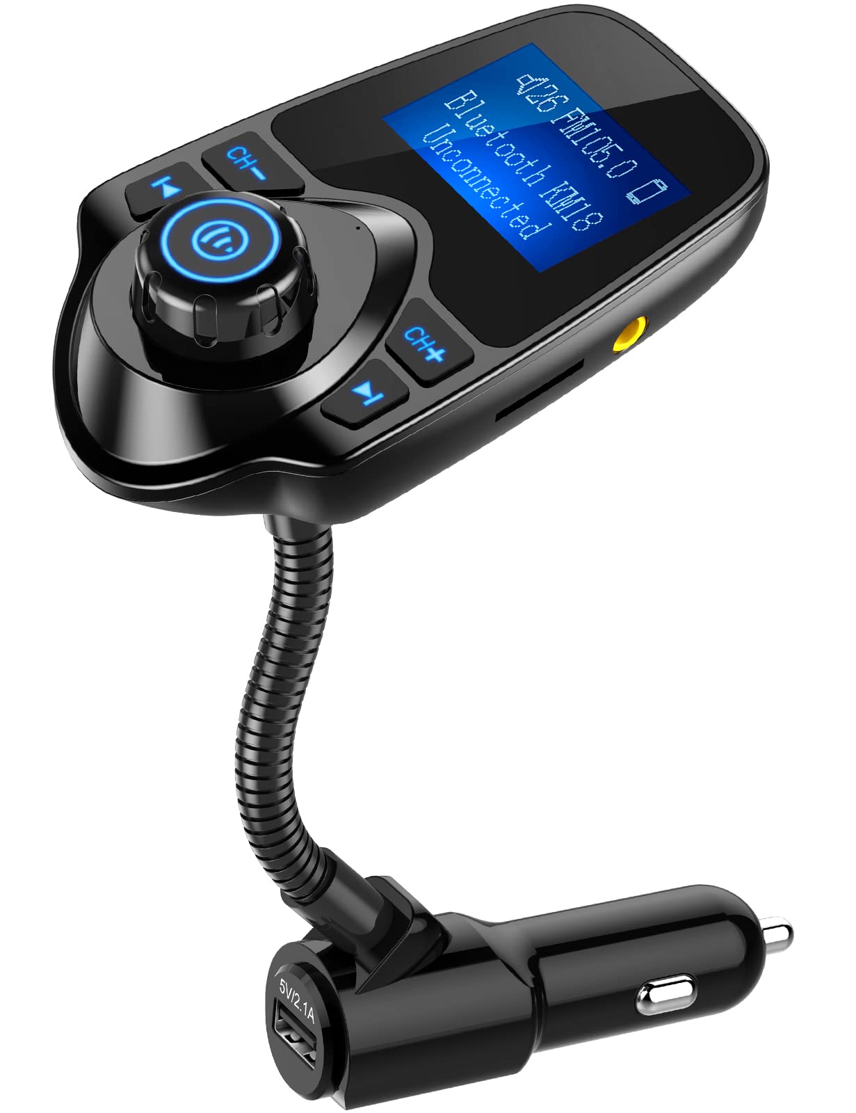 Nulaxy Wireless in-Car Bluetooth FM Transmitter Radio Adapter Car Kit با نمایشگر 1.44 اینچ و شارژر خودرو USB