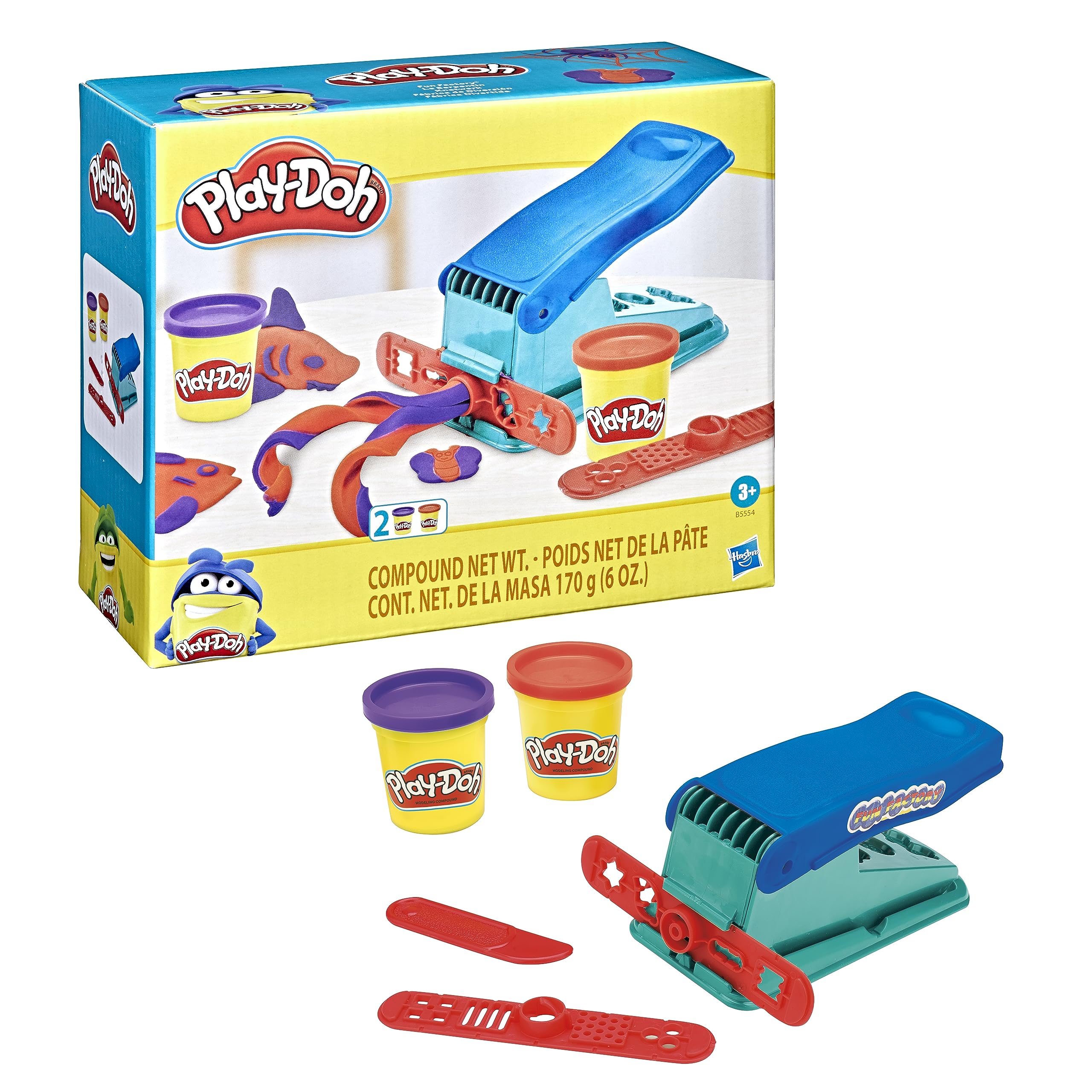 ماشین ساخت اشکال اساسی Play-Doh Fun Factory با 2 رنگ غیر سمی تک personne