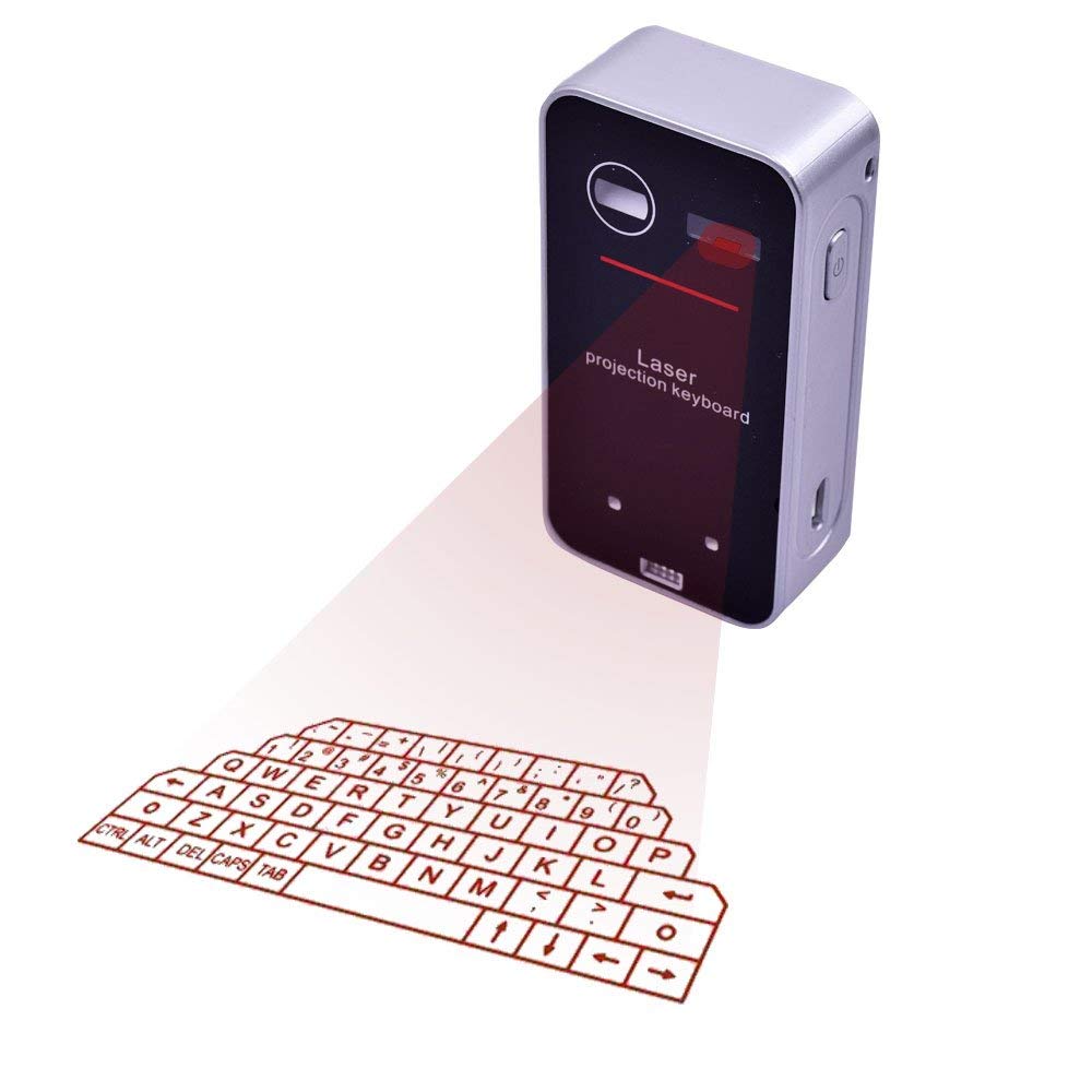 صفحه کلید بی سیم MOJO Bluetooth با پروژکتور لیزری پخش کلید های مجازی را تولید می کند.