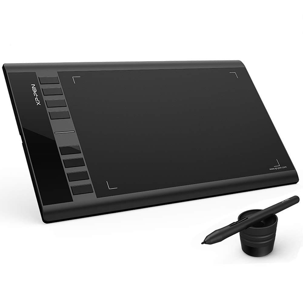 تبلت نقاشی XP-PEN Star03 با ابعاد 12 اینچ و 8 کلید های میانبر، قلم تبلت گرافیکی بدون باتری 10x6 اینچ منطقه کاری برای طراحی هنری، پشتیبانی از ویندوز 10/8/7 و مک او اس (Star03 مشکی)
