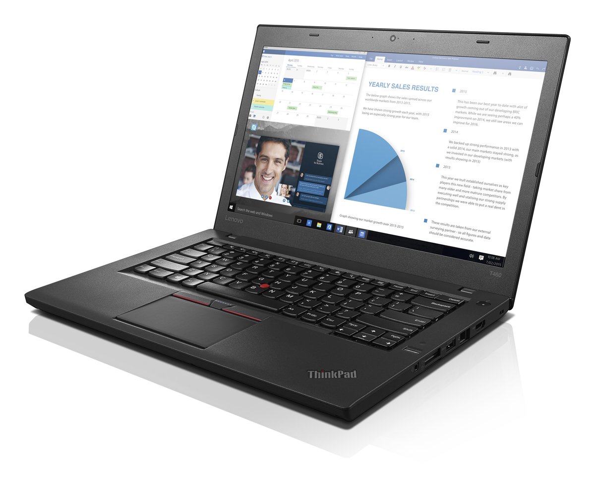 لپ تاپ لنوو ThinkPad T460 کلاس تجاری الترابوک 20FN002SUS (نمایشگر HD 14 اینچی، i5-6200U 2.3 گیگاهرتز، 4 گیگابایت رم، 500 گیگابایت 7200rpm، وب کم، بلوتوث، وایرلس دو باند، ویندوز 7 پرو 64 بیتی)