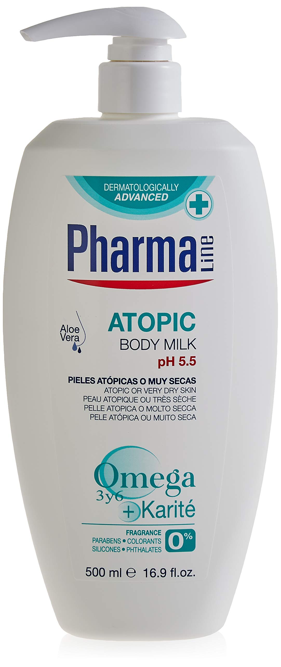 لطفا محصول PharmaLine Atopic Body Milk با حجم ۵۰۰ میلی لیتر را ترجمه کنید.