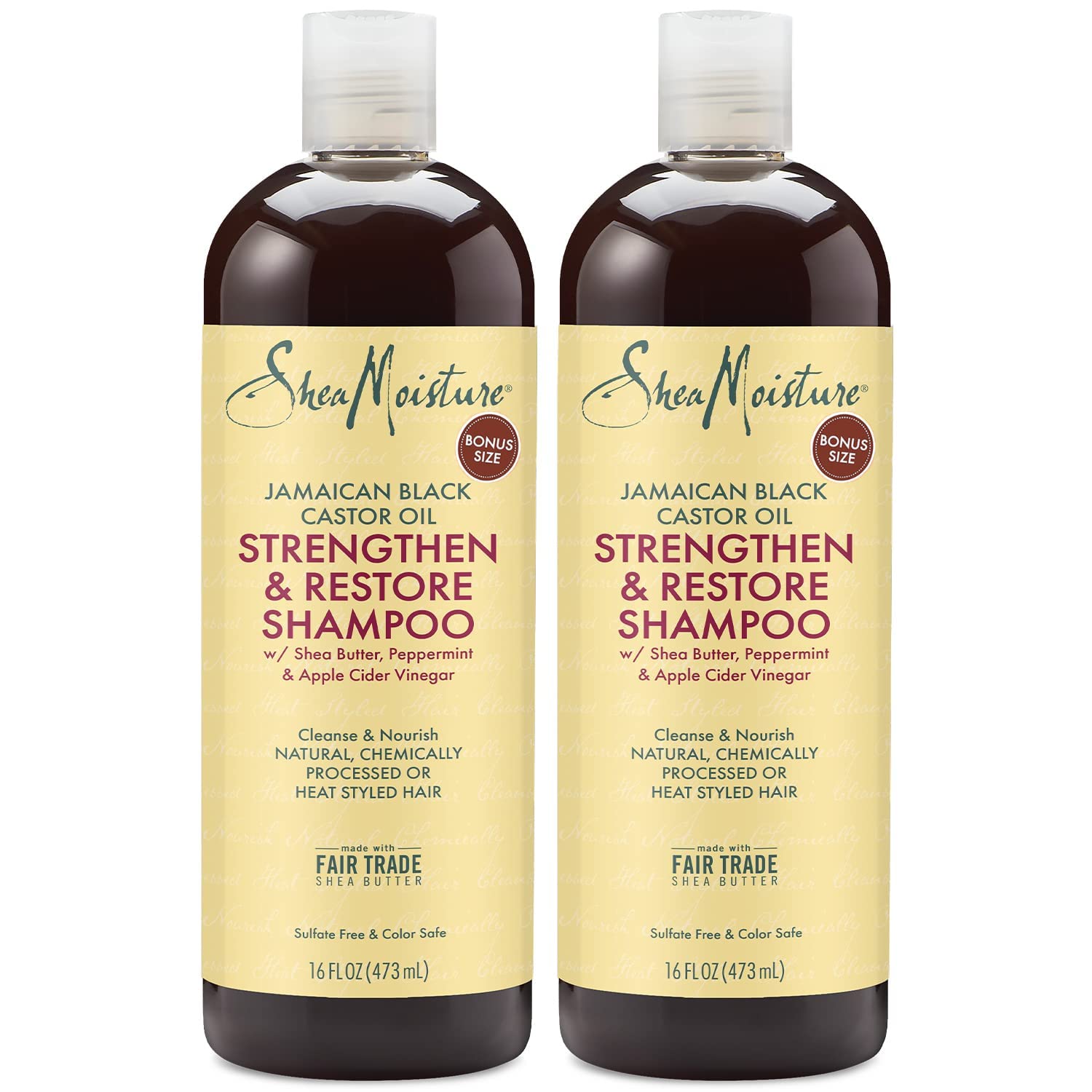 شامپو Shea Moisture Jamaican Black Castor Oil Strengthen & Restore، 16.3 اونس، بسته ۲ عدد