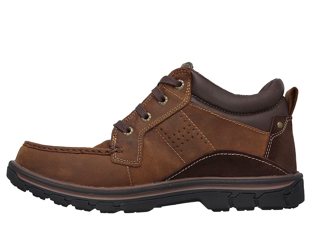 Skechers مردانه Segment Melego بوت چوکا چرمی ضدآب — سایز EU 45.5، عرض X-Wide، قهوه‌ای تیره