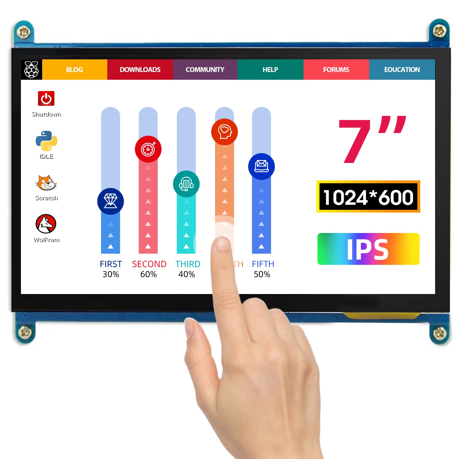 صفحه نمایش لمسی 7 اینچی 1024×600 اینچ برای Raspberry Pi شرکت ELECROW: نمایشگر LCD صفحه نمایش لمسی IPS، مانیتور قابل حمل کوچک سازگار با Raspberry Pi 5/4/3، BB Black، Banana Pi، بدون نیاز به درایور Windows 10/8/7