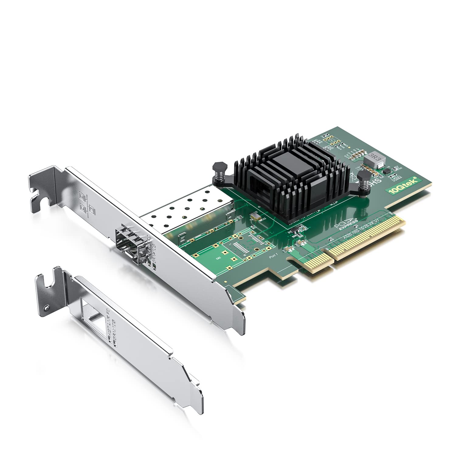کارت شبکه 10GbE PCIE از برند 10Gtek® برای Intel X520-DA1، با تراشه 82599EN، دارای یک پورت SFP+، آداپتور LAN 10Gbit PCI Express x8، کارت شبکه 10Gb NIC برای ویندوز سرور/لینوکس/VMware X520-DA1 (1x SFP+) می‌باشد.