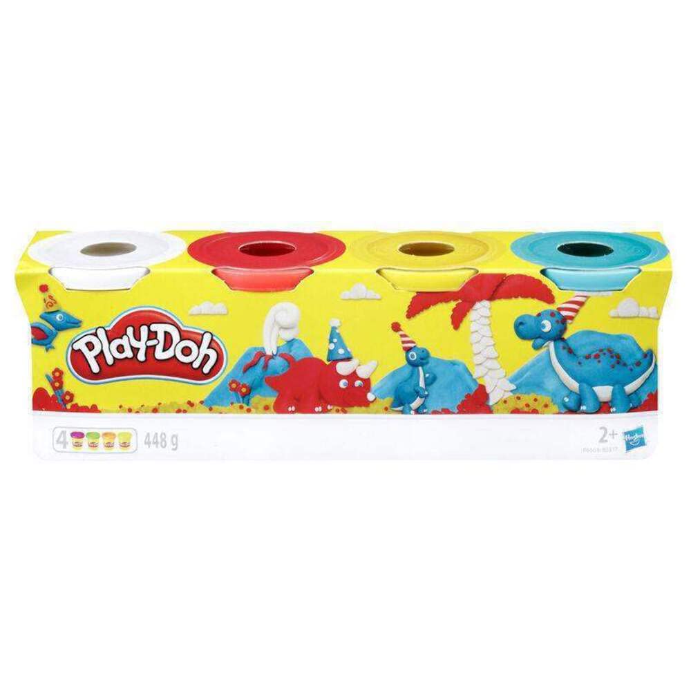 مجموعه چهارتایی Play-Doh از رنگ‌های کلاسیک برای کودکان ۲ سال به بالا، بانکه‌های Play-Doh ۴ اونس، عالی برای هنر و صنایع دستی، هدایا مهمانی