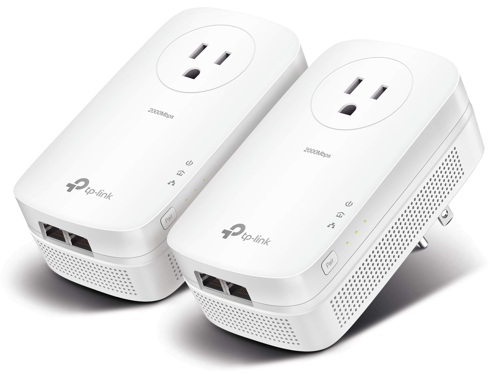آداپتور قدرت AV2000 TP-Link - 2 پورت گیگابیت، اترنت از طریق برق، پلاگ اند پلی، صرفه جویی در مصرف برق، 2x2 MIMO، فیلترینگ نویز، پریز اضافی برای دیگر دستگاه‌ها، مناسب برای بازی (مدل TL-PA9020P KIT) کیت AV2000