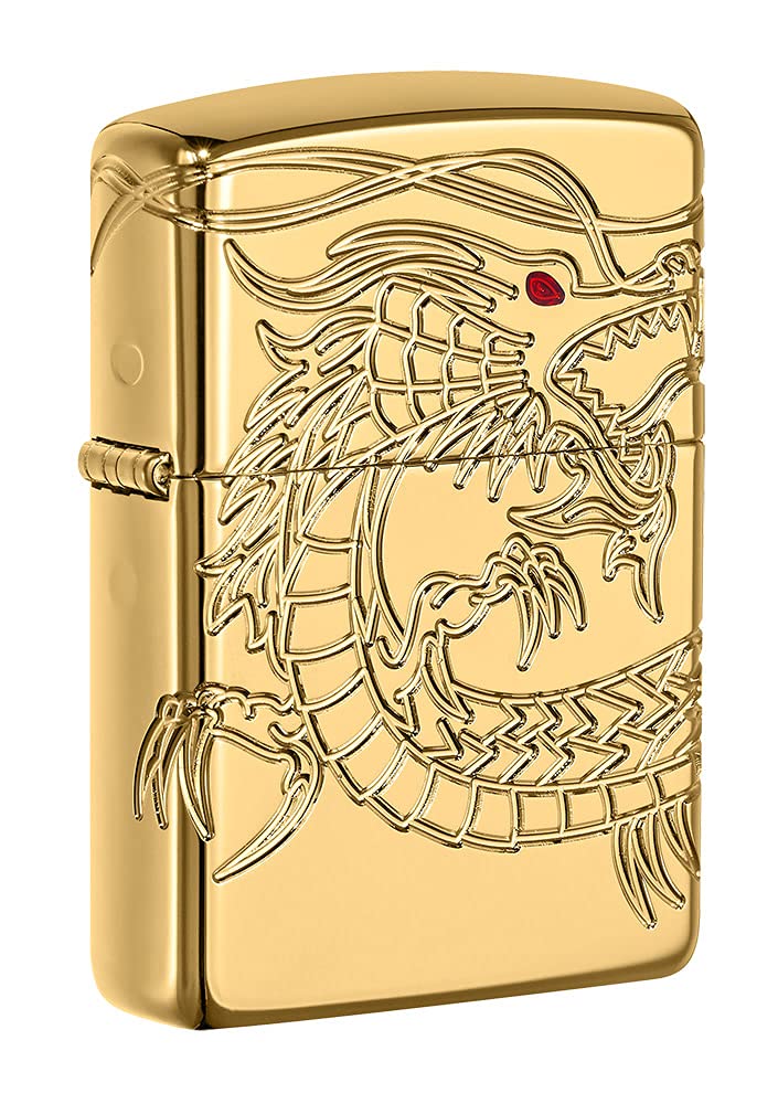 Zippo 29265 Asian Dragon Windproof Lighter - زیپو زرین با طرح اژدهای چینی