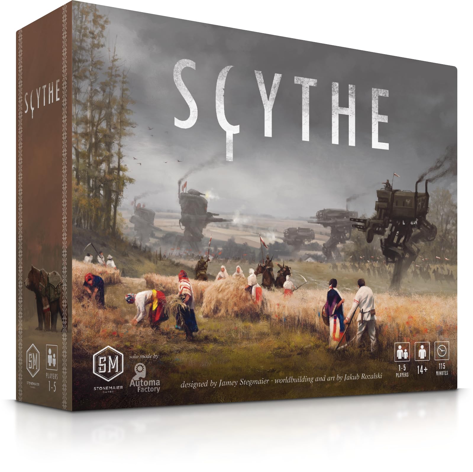 بازی تخته‌ای Scythe از شرکت Stonemaier Games - یک بازی ساخت موتور و کنترل منطقه برای ۱-۵ نفر، بالای ۱۴ سال، با پایه چند رنگه